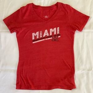 V-Neck Red Miami Ohio Vintage T-shirt Large
